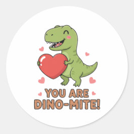 You Are Dino-mite Cute T-Rex Dinosaur Valentine  ラウンドシール