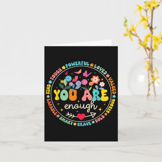 You Are Enough Floral Kind Love Peace Kindness Ins カード (黄色い花)