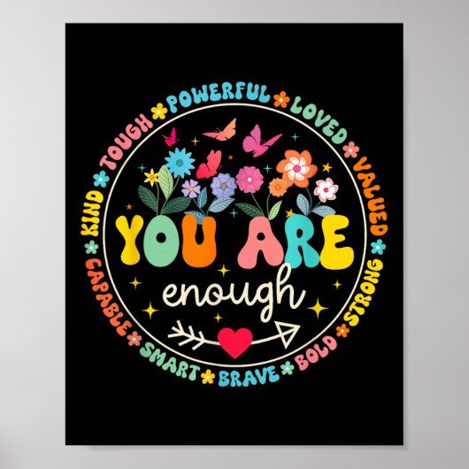 You Are Enough Floral Kind Love Peace Kindness Ins ポスター (正面)
