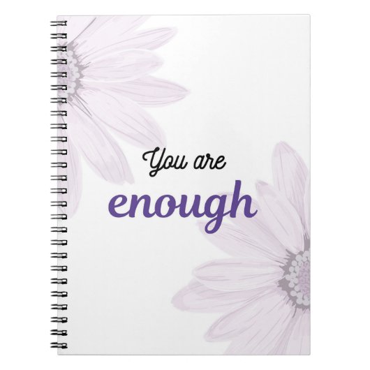 You Are Enough Floral Notebook | Purple Aesthetic  ノートブック (正面)
