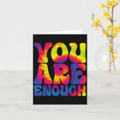 You Are Enough Funny Motivational Tie Dye  カード (黄色い花)