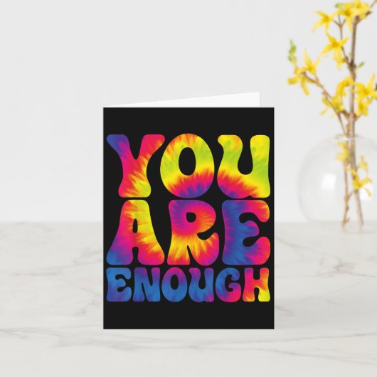 You Are Enough Funny Motivational Tie Dye  カード (黄色い花)