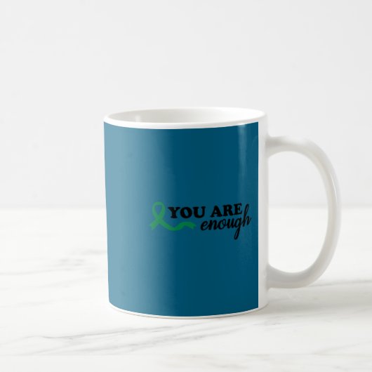 You Are Enough Mental Health Green Ribbon Suicide  コーヒーマグカップ (右)