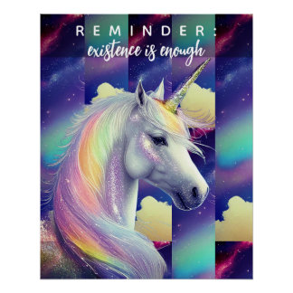 You Are Enough Reminder White Unicorn Inspiration ポスター
