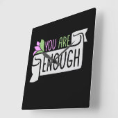 You Are Enough Self Love Motivational Quote Logo スクエア壁時計 (傾斜)