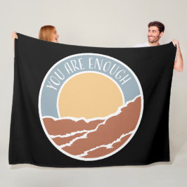 You Are Enough Self Love Motivational Quote Logo フリースブランケット