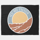 You Are Enough Self Love Motivational Quote Logo フリースブランケット (正面(横))