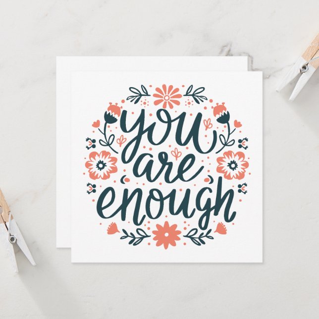 You are enough self love positive quotes floral (正面/裏面インサイチュ)