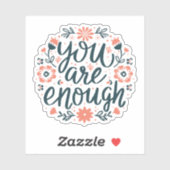 You are enough self love quotes cute girly floral シール (シート)