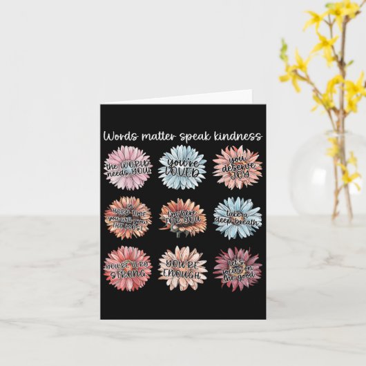 You Are Enough Words Speak Kindness Sitive Daisy  カード (黄色い花)