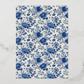 You Are Invited Elegant Blue Floral 箔招待状 (裏面)