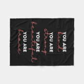 You Are Kind Strong Beautiful Brave Motivational Q フリースブランケット (正面(横))