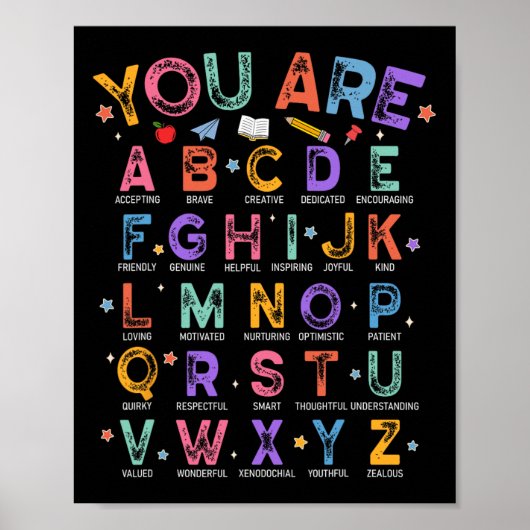 You Are Letters Alphabet Learn Abcs Boy Girl Readi ポスター (正面)
