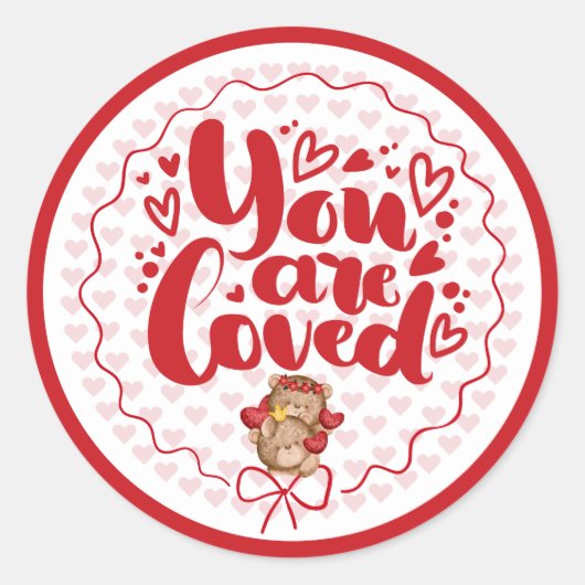 You Are Loved Cute Valentine's Day Round Sticker ラウンドシール (正面)
