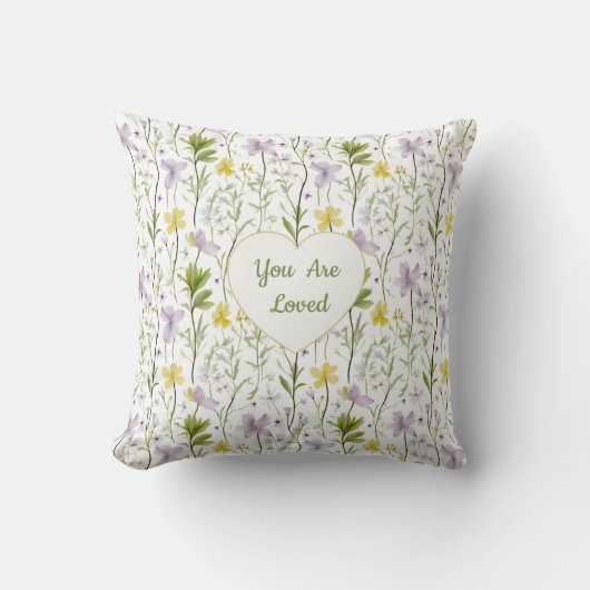 You Are Loved Floral Heart  クッション (正面)