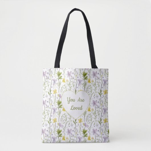 You Are Loved Floral Heart  トートバッグ (正面)
