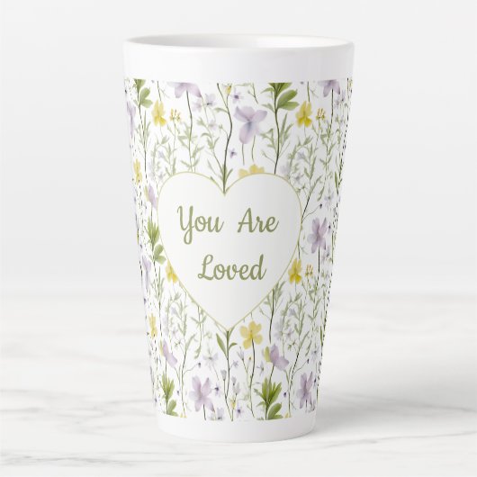 You Are Loved Floral Heart Mug カフェラテマグ (正面)