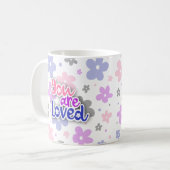 You Are Loved Flowers Genderfluid Pride Lettering コーヒーマグカップ (正面左)