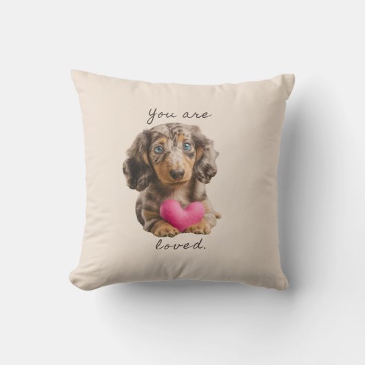 You Are Loved Pillow – Adorable Dachshund Gift  クッション (正面)