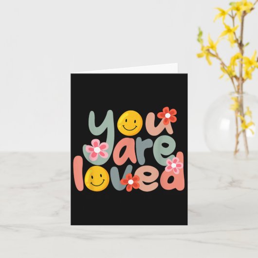 You Are Loved Sitive Message Saying Quote Men Wome カード (黄色い花)