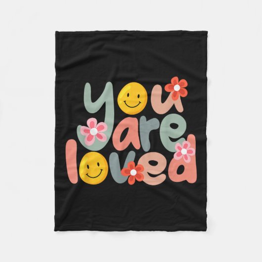 You Are Loved Sitive Message Saying Quote Men Wome フリースブランケット (正面)