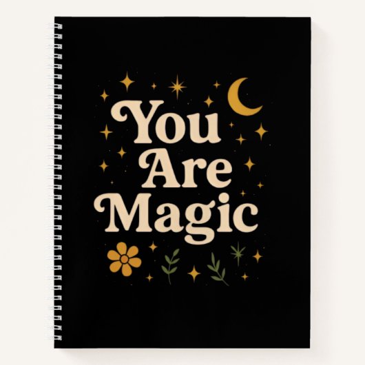 You Are Magic - Inspirational Star Design with Pos ノートブック (正面)