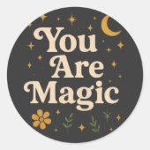 You Are Magic - Inspirational Star Design with Pos ラウンドシール (正面)