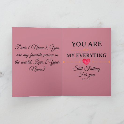 You Are My Everything – Romantic Love Quote Wall  カード (内部)