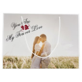 "You Are My Forever Love"赤いローズフォトエレガントー ラージペーパーバッグ (裏面)