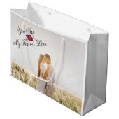 "You Are My Forever Love"赤いローズフォトエレガントー ラージペーパーバッグ (正面アングル)