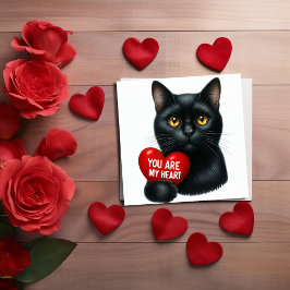 You Are My Heart Valentine Poem Black Cat Holiday  カード
