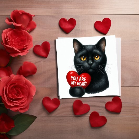 You Are My Heart Valentine Poem Black Cat Holiday カード