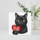 You Are My Heart Valentine Poem Black Cat Holiday カード (スタンド正面)