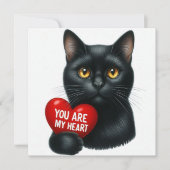 You Are My Heart Valentine Poem Black Cat Holiday カード (正面)