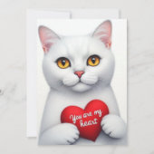 You Are My Heart Valentine Poem White Cat  シーズンカード (正面)