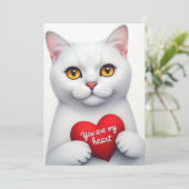 You Are My Heart Valentine Poem White Cat  シーズンカード (スタンド正面)