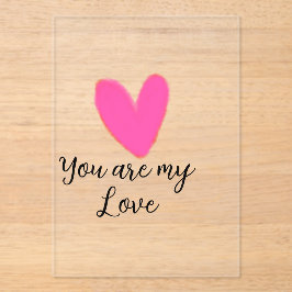 you are my love pink red heart watercolor kidretro アクリル招待状