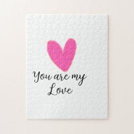 you are my love pink red heart watercolor kidretro ジグソーパズル