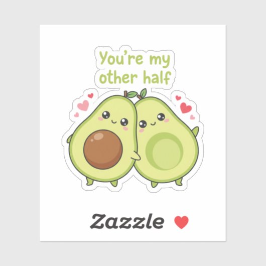 You Are My Other Half Cute Avocado Valentine  シール (シート)