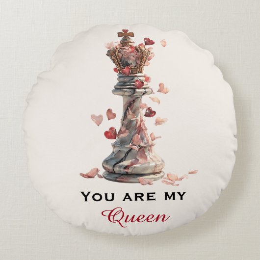 You Are My Queen Chess Valentine's Day ラウンドクッション (正面)
