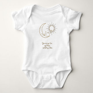 You are my Sun Moon and Stars Baby Bodysuit - Gold ベビーボディスーツ