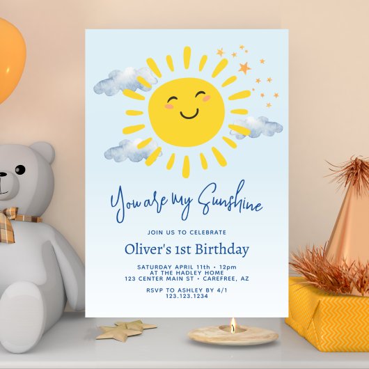 You Are My Sunshine Boy 1st 誕生日パーティー 招待状