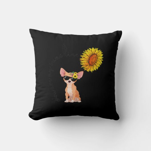 You Are My Sunshine Chihuahua Sunflower Chiahua クッション (正面)