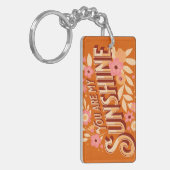 You Are My Sunshine Floral Pink Orange Groovy  キーホルダー (正面左)