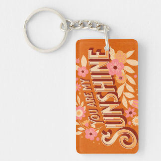 You Are My Sunshine Floral Pink Orange Groovy  キーホルダー