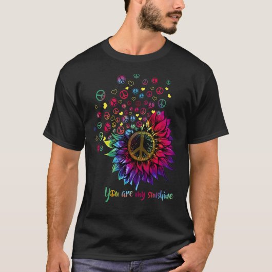 You Are My Sunshine Peace Sign Sunflower Hi Tシャツ (正面)