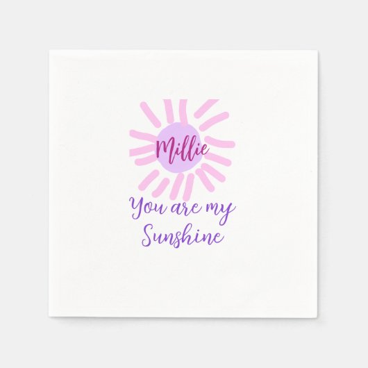 you are my sunshine purple pink pastel sun rays mo スタンダードカクテルナプキン (正面)