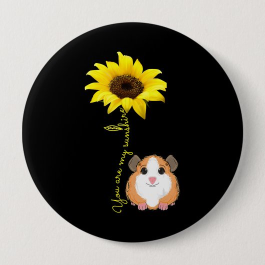 You Are My Sunshine Sunflower Guinea Pig Mom 缶バッジ (正面)