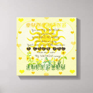 You are My Sunshine withハート キャンバスプリント