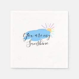 you are my sunshine yellow orange sun rays clouds スタンダードカクテルナプキン
